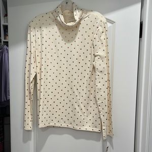 Talbots large turtleneck cream with gold dots
